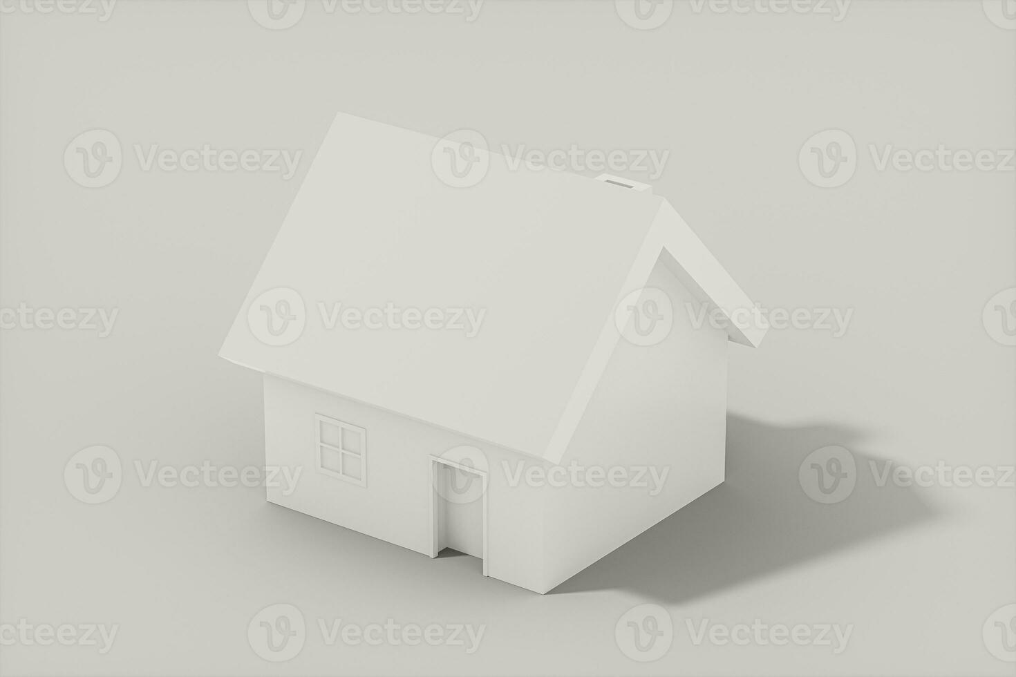 blanco pequeño casa modelo con blanco fondo, 3d representación. foto