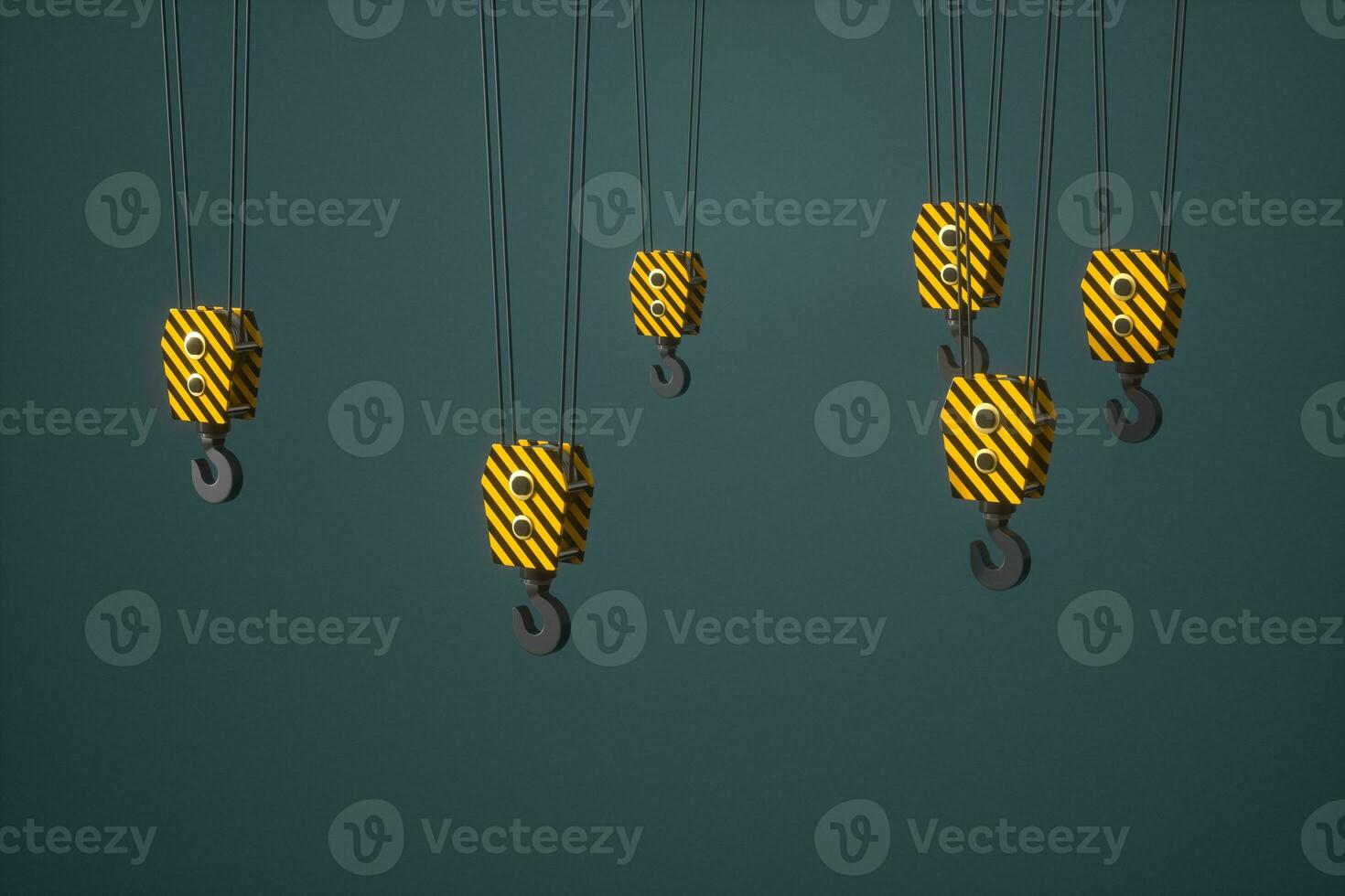 Hook and weight,mechanical concepts,3d rendering. photo