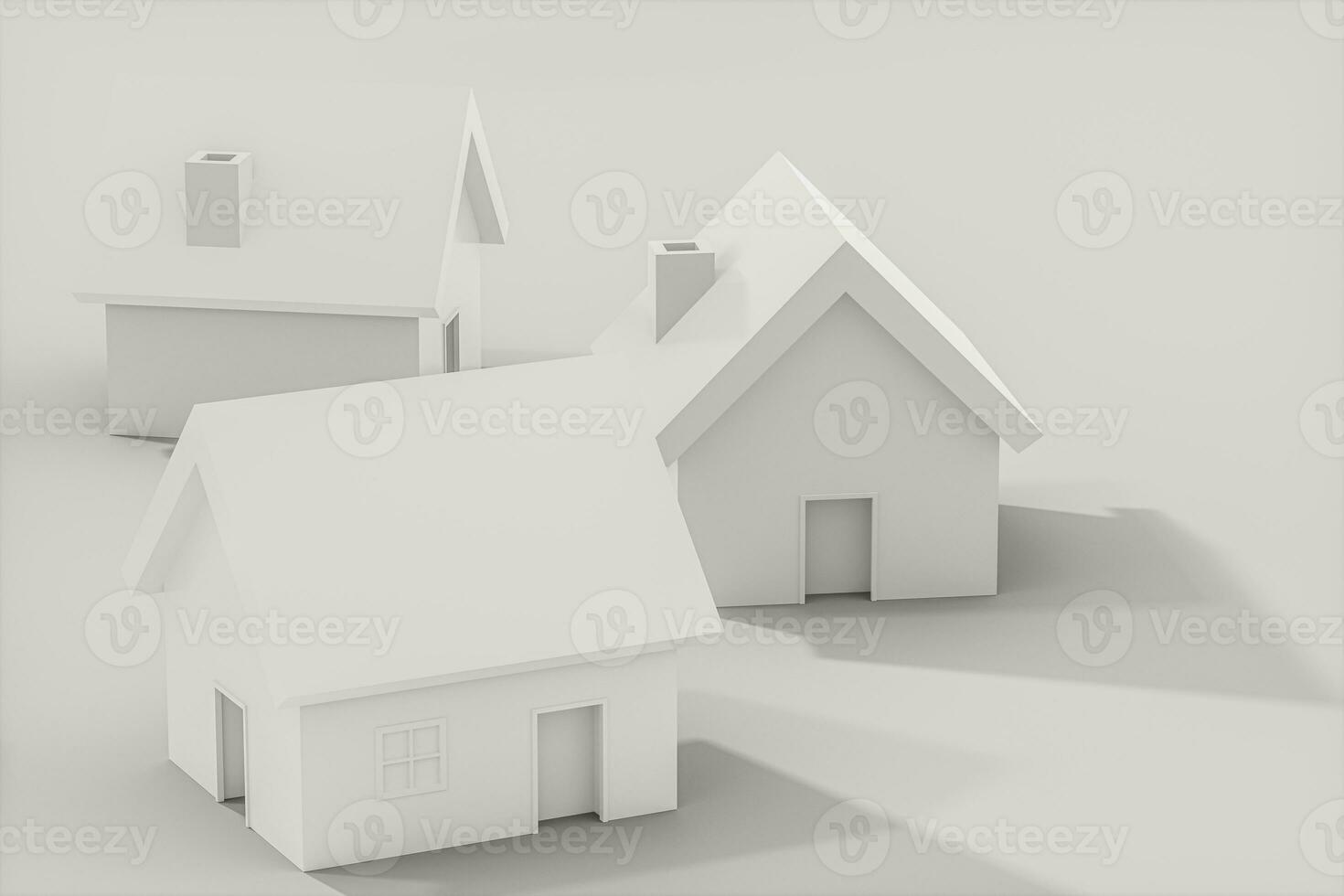 White small house model with white background, 3d rendering. photo