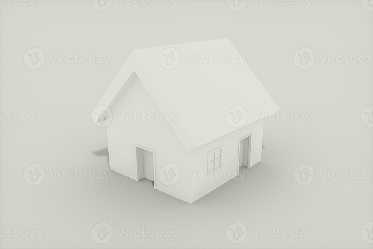 White small house model with white background, 3d rendering. photo