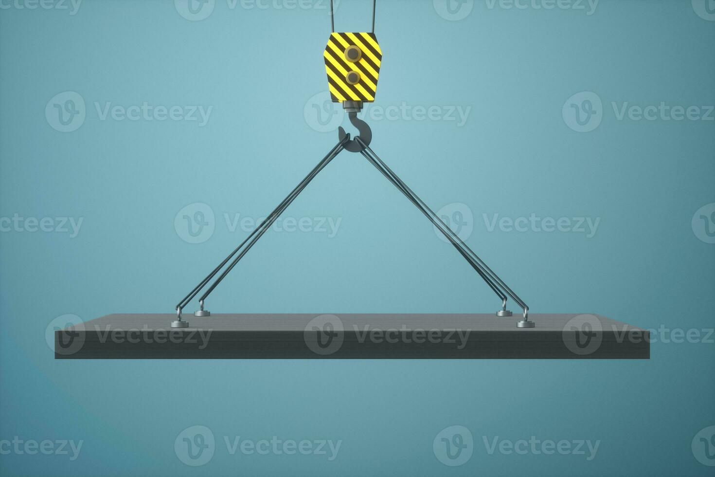 Hook and weight,mechanical concepts,3d rendering. photo