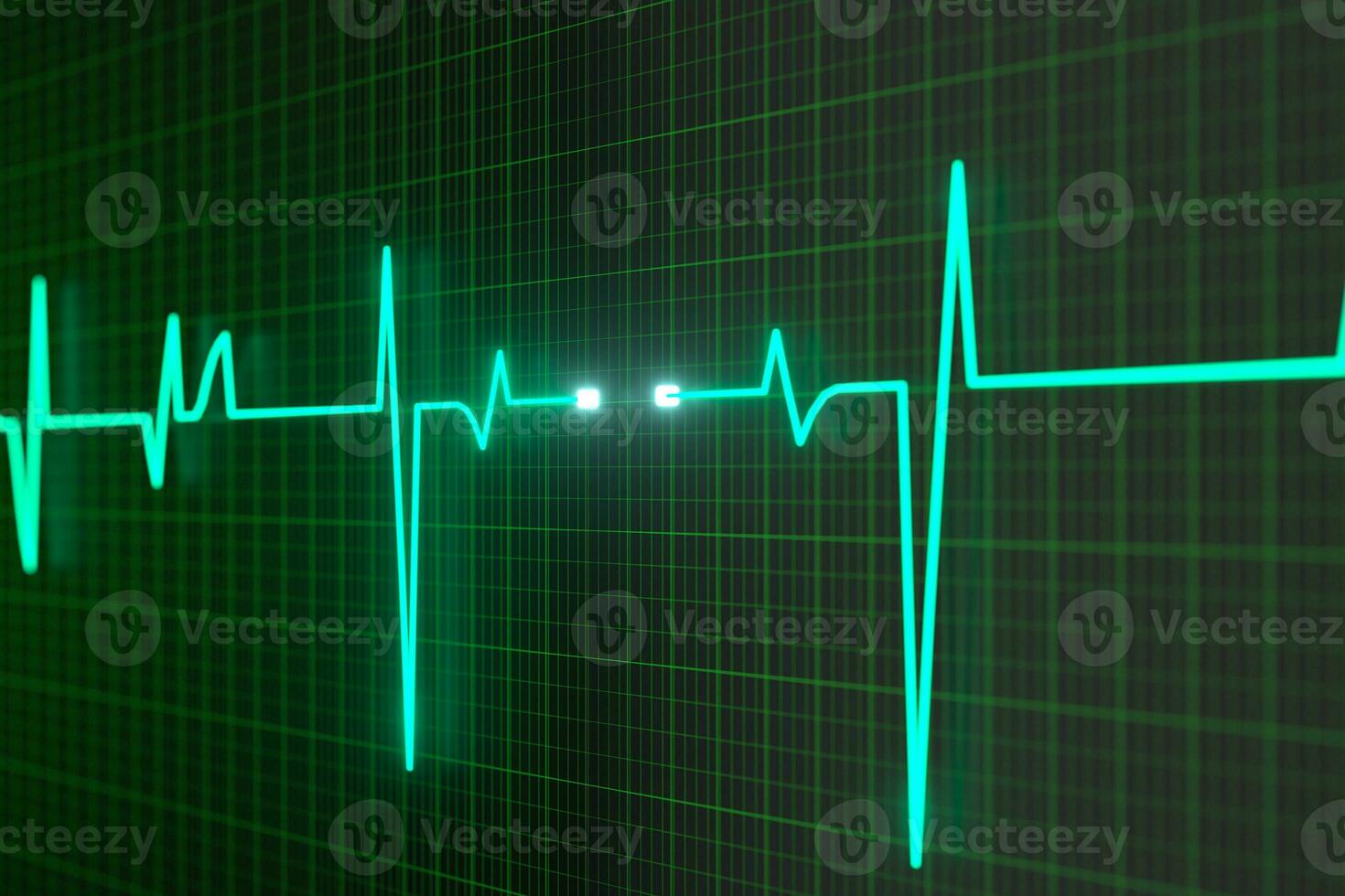 Glowing digital heartbeat line reflecting on the monitor, 3d rendering. photo