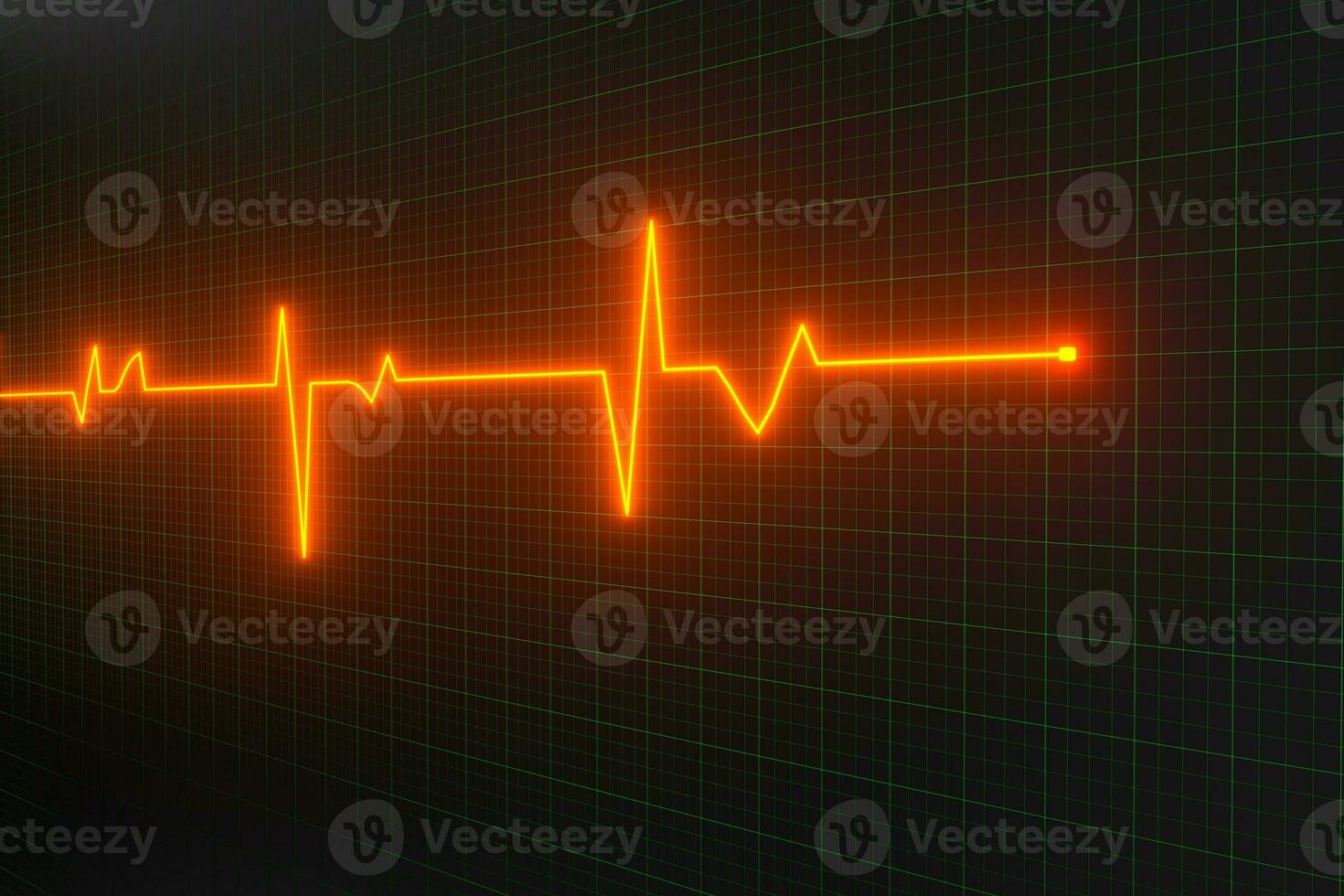 Glowing digital heartbeat line reflecting on the monitor, 3d rendering. photo