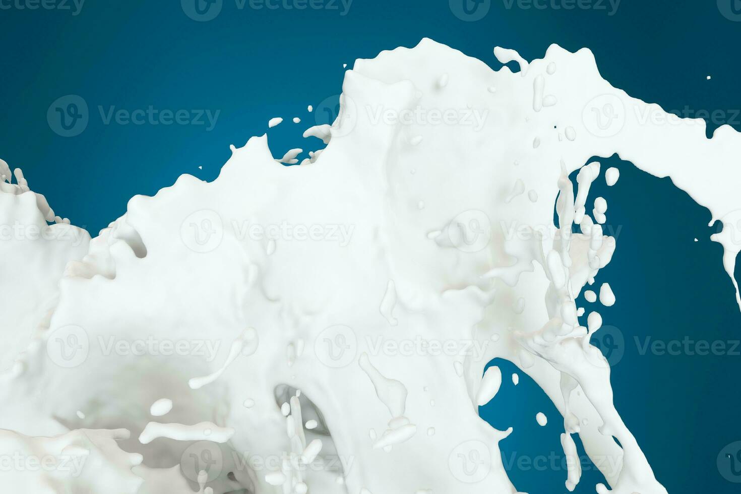 Splashing milk with blue background, 3d rendering. photo