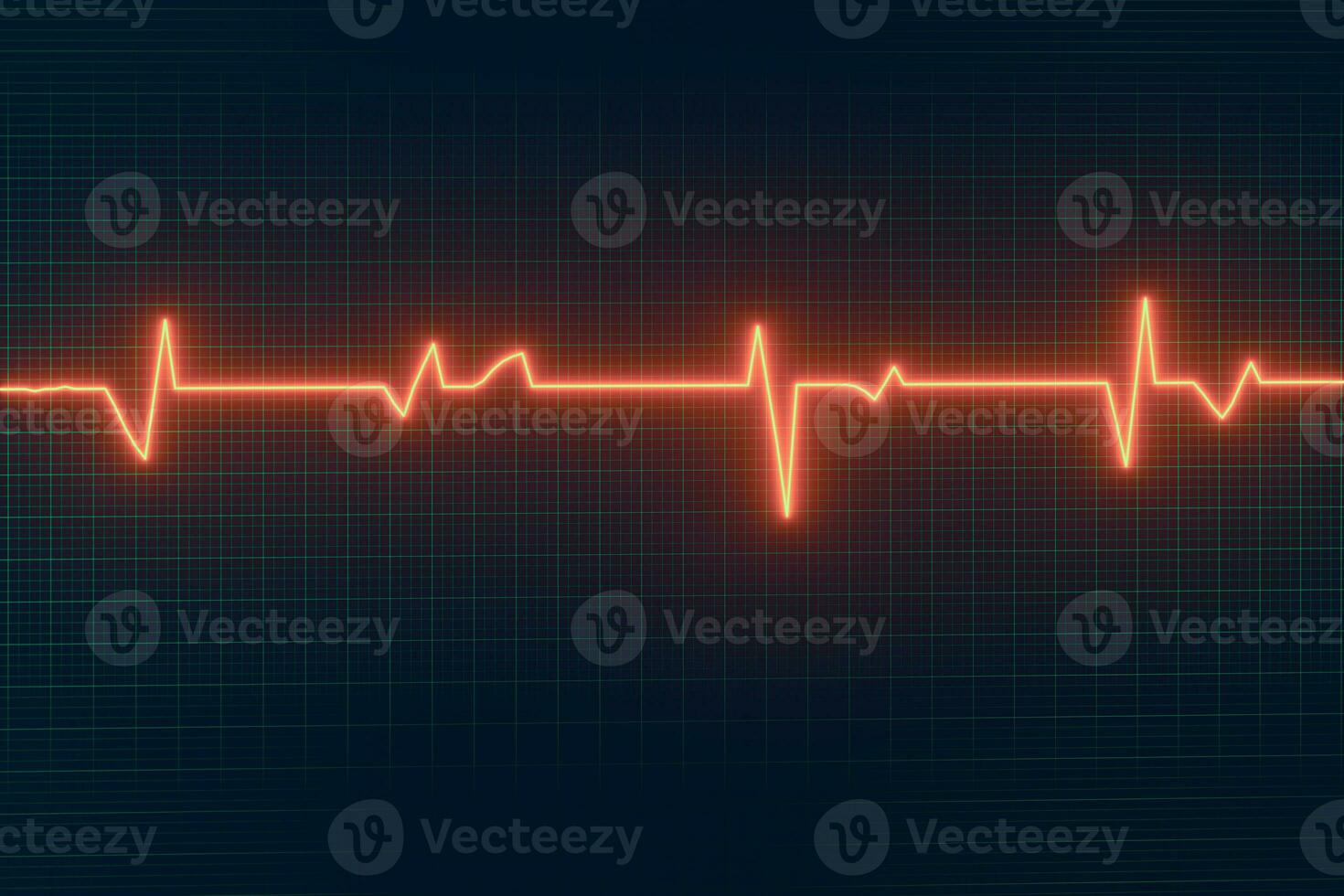 Glowing digital heartbeat line reflecting on the monitor, 3d rendering. photo