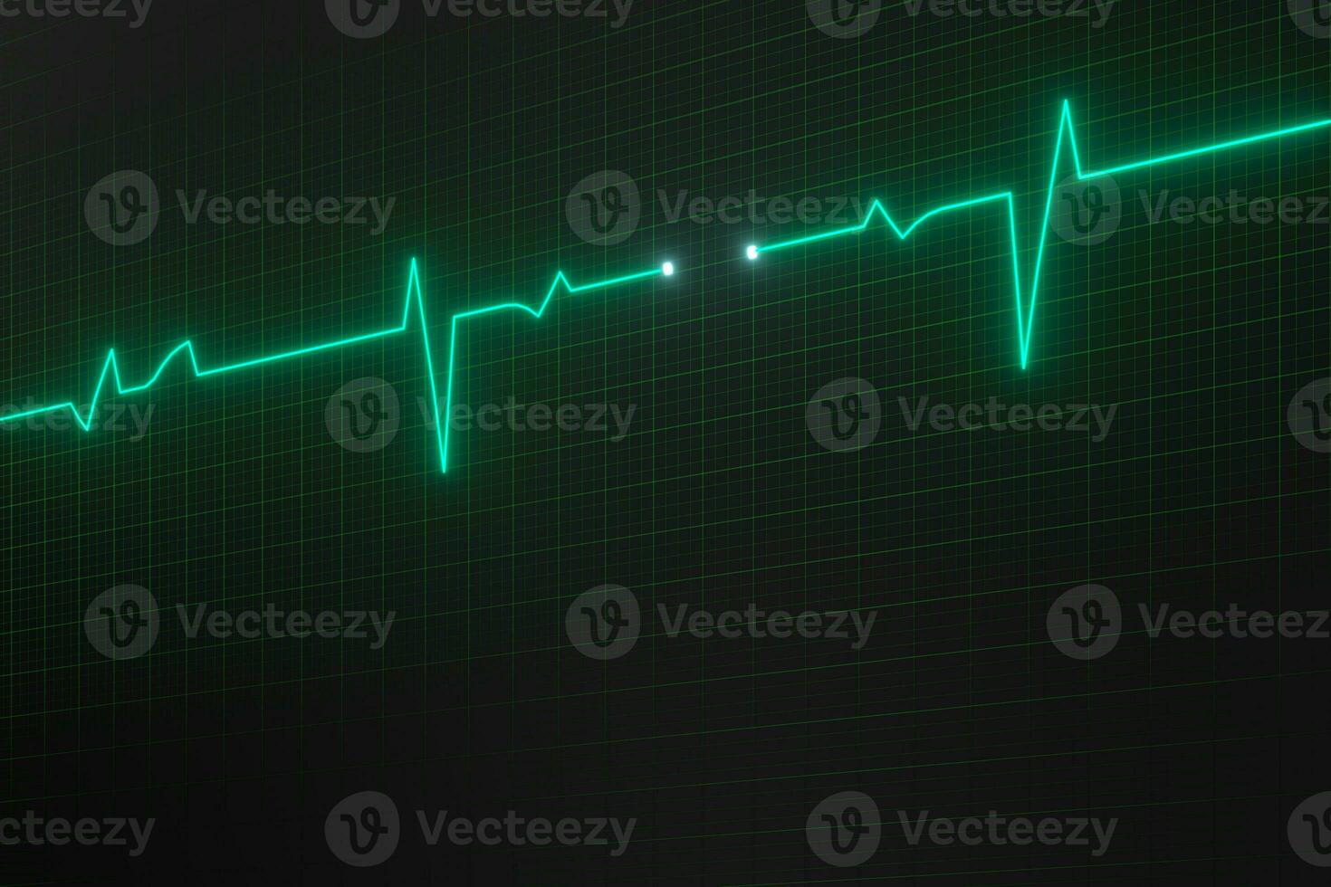 Glowing digital heartbeat line reflecting on the monitor, 3d rendering. photo