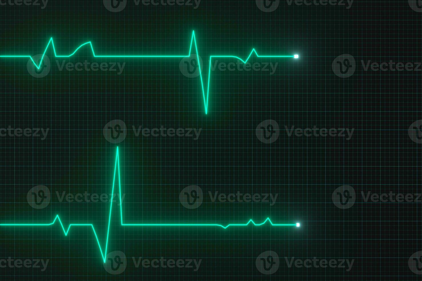 Glowing digital heartbeat line reflecting on the monitor, 3d rendering. photo