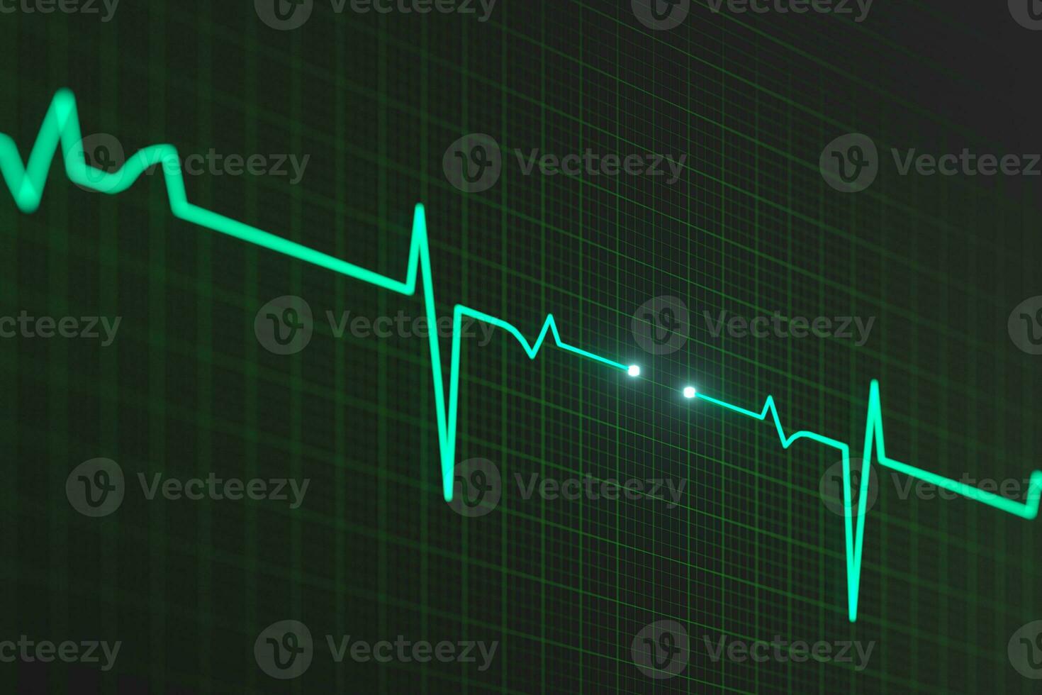 Glowing digital heartbeat line reflecting on the monitor, 3d rendering. photo