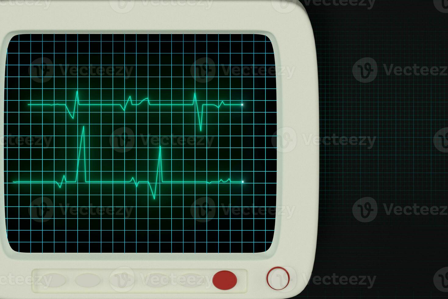 Glowing digital heartbeat line reflecting on the monitor, 3d rendering. photo