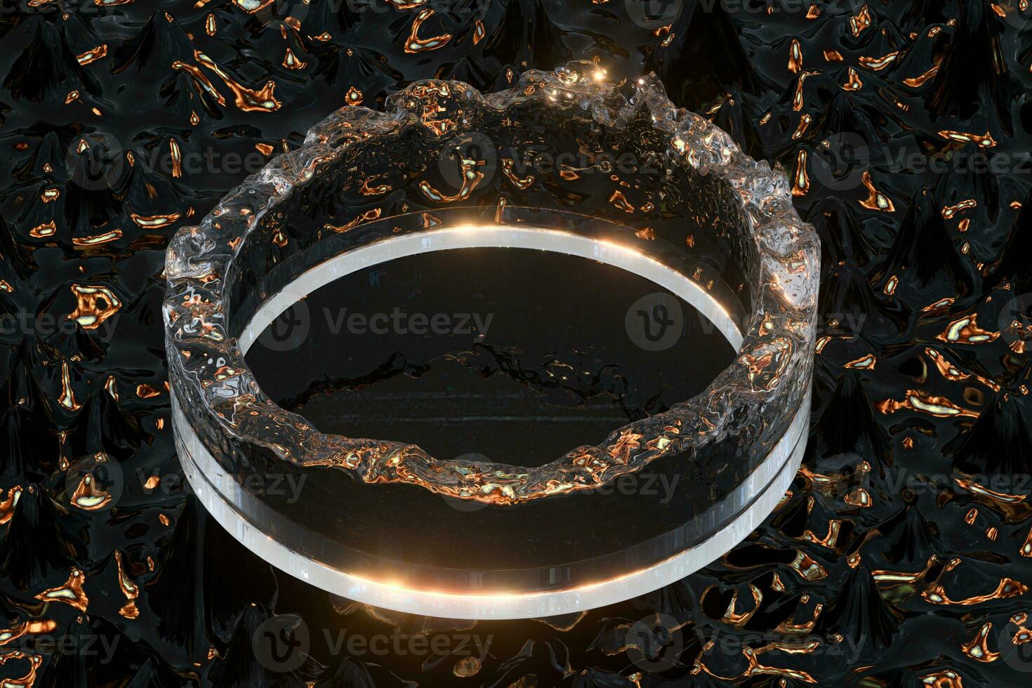 Splashing liquid ring with dark background, 3d rendering. photo