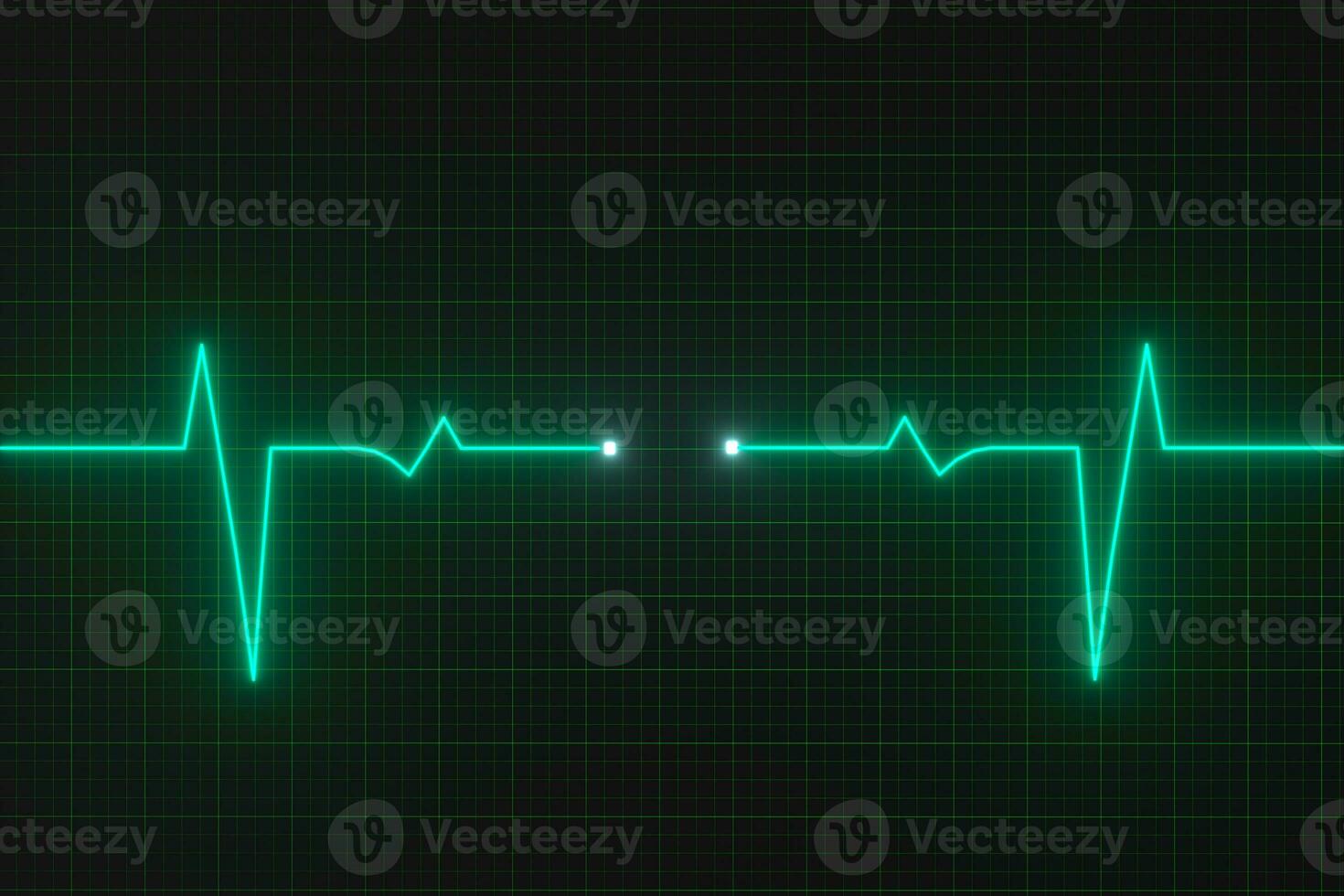 Glowing digital heartbeat line reflecting on the monitor, 3d rendering. photo