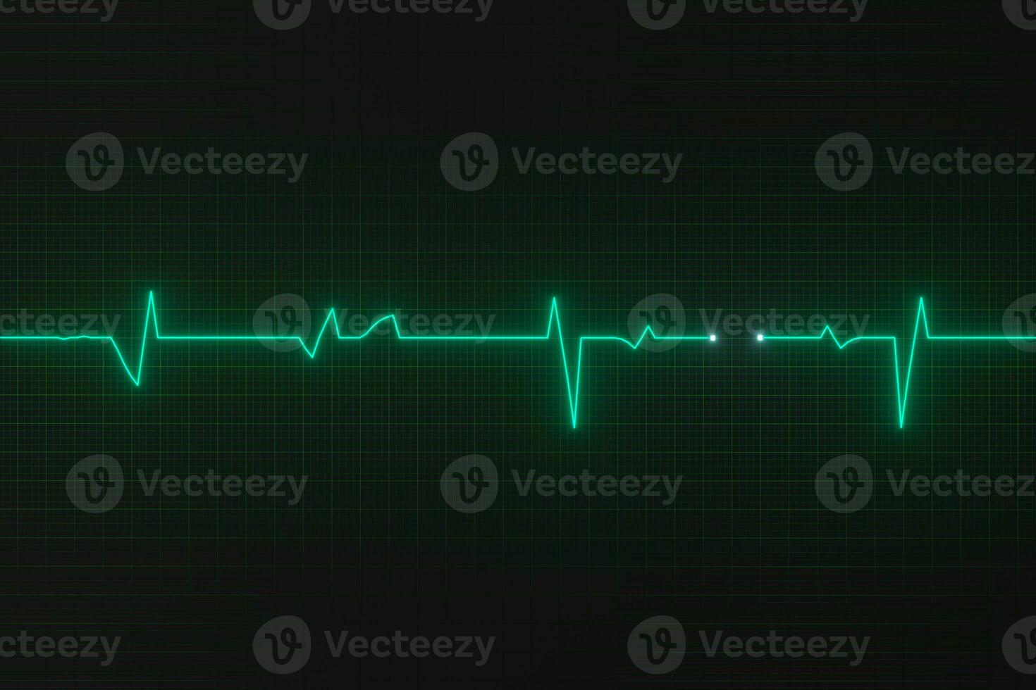 Glowing digital heartbeat line reflecting on the monitor, 3d rendering. photo