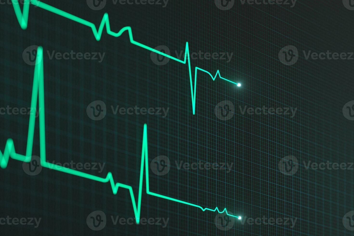 Glowing digital heartbeat line reflecting on the monitor, 3d rendering. photo