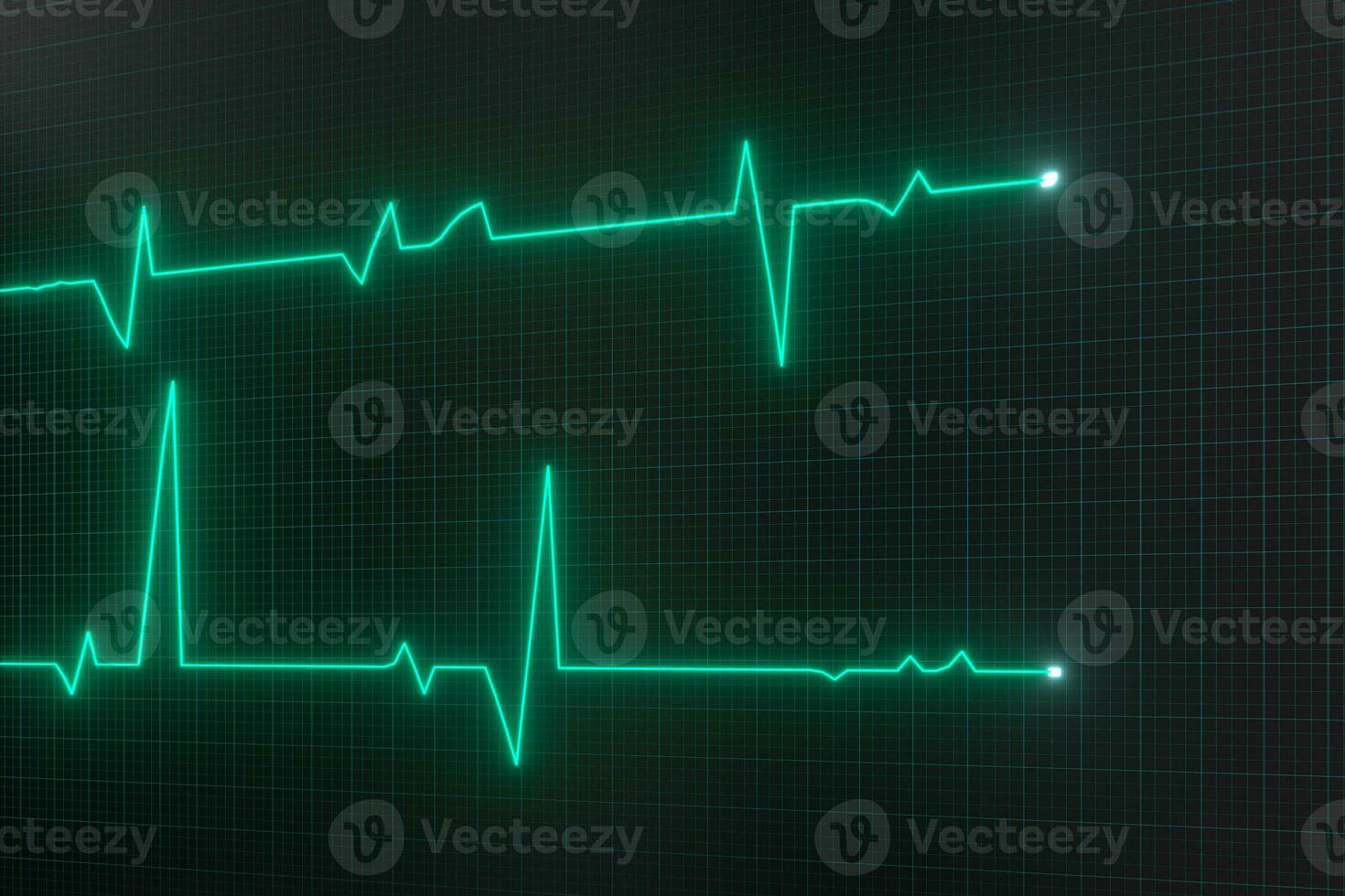 Glowing digital heartbeat line reflecting on the monitor, 3d rendering. photo