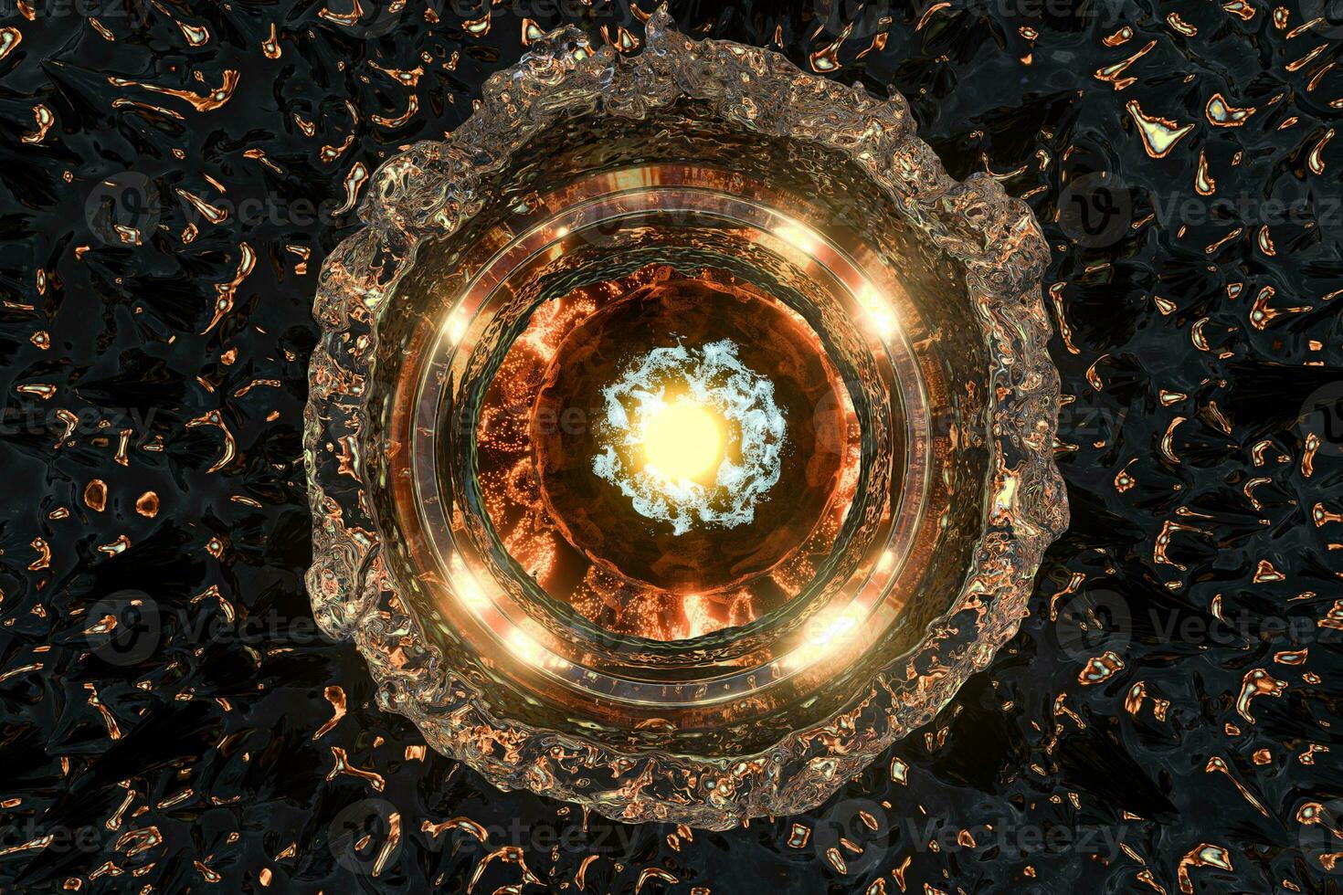 Splashing liquid ring with dark background, 3d rendering. photo