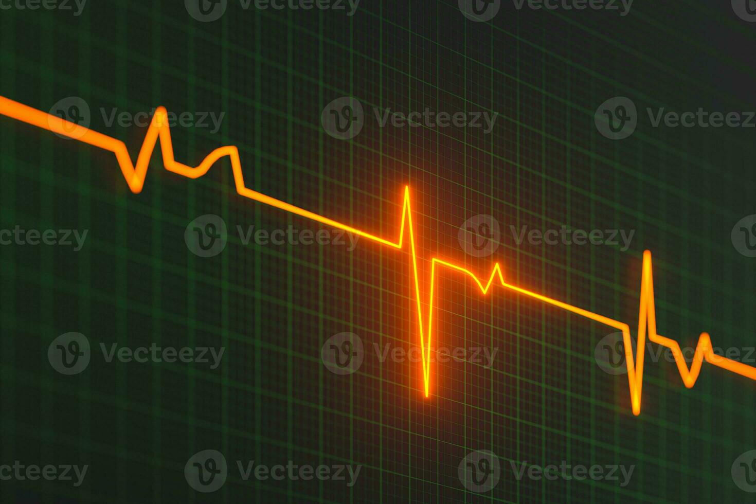 Glowing digital heartbeat line reflecting on the monitor, 3d rendering. photo