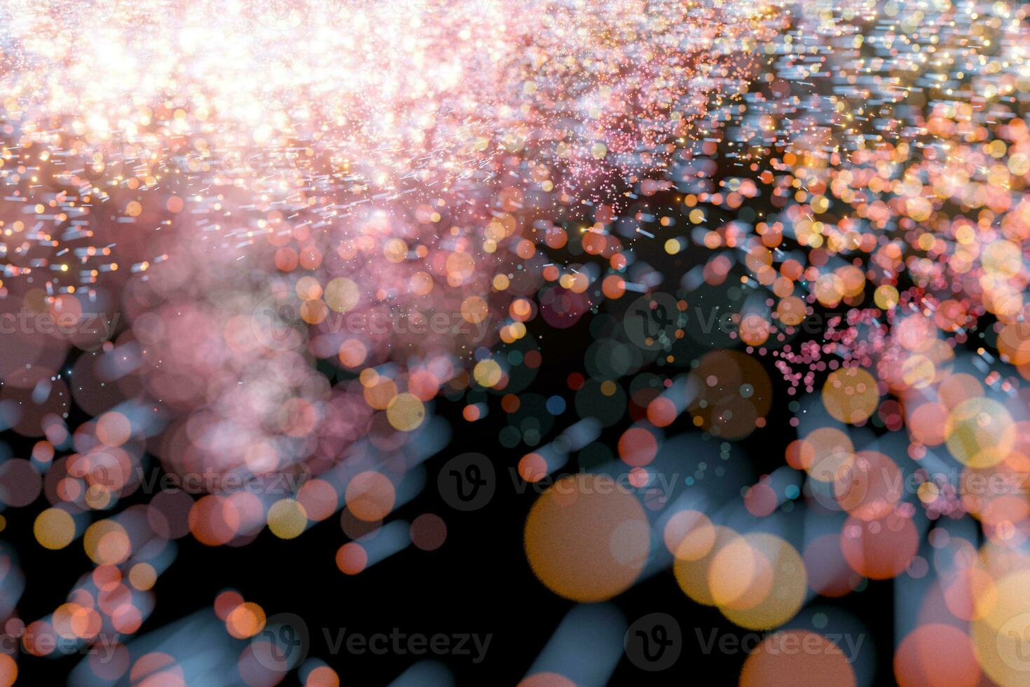 Glowing shiny sparkles with black background, 3d rendering. photo