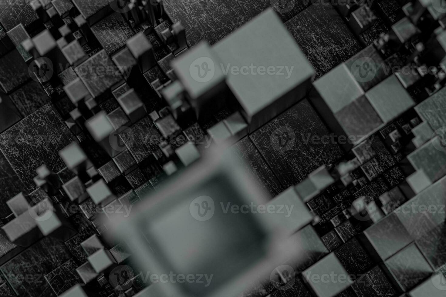 Randomly distributed cubes, Industrial background, 3d rendering. photo