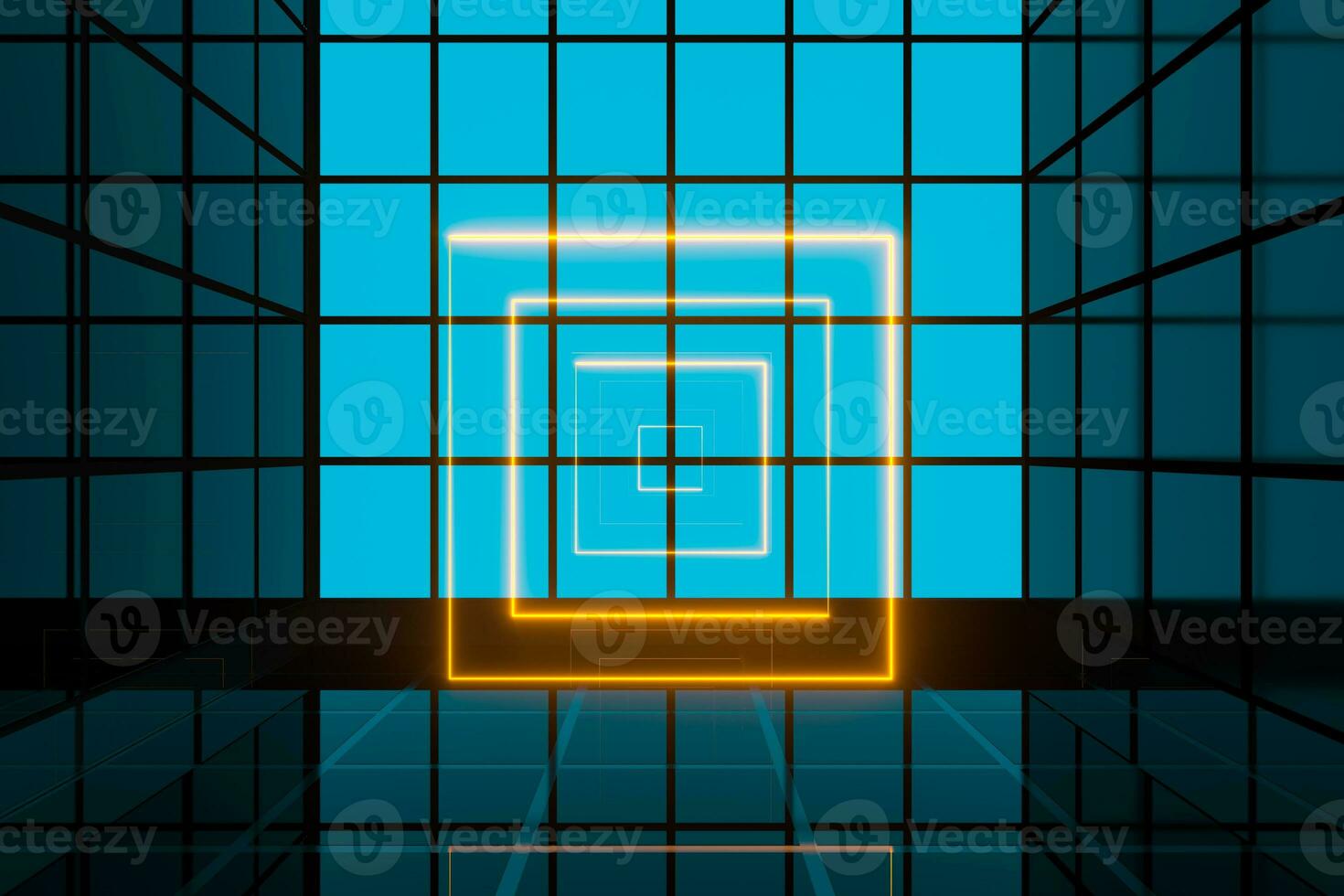 Glowing lines and bright squares,neon lights,3d rendering. photo