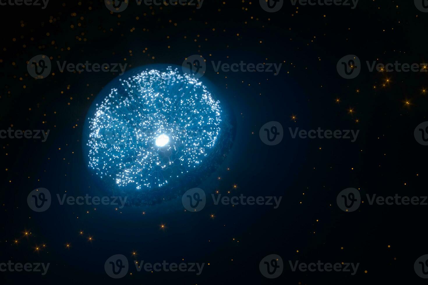 Glowing particles and lines with dark background,3d rendering. photo