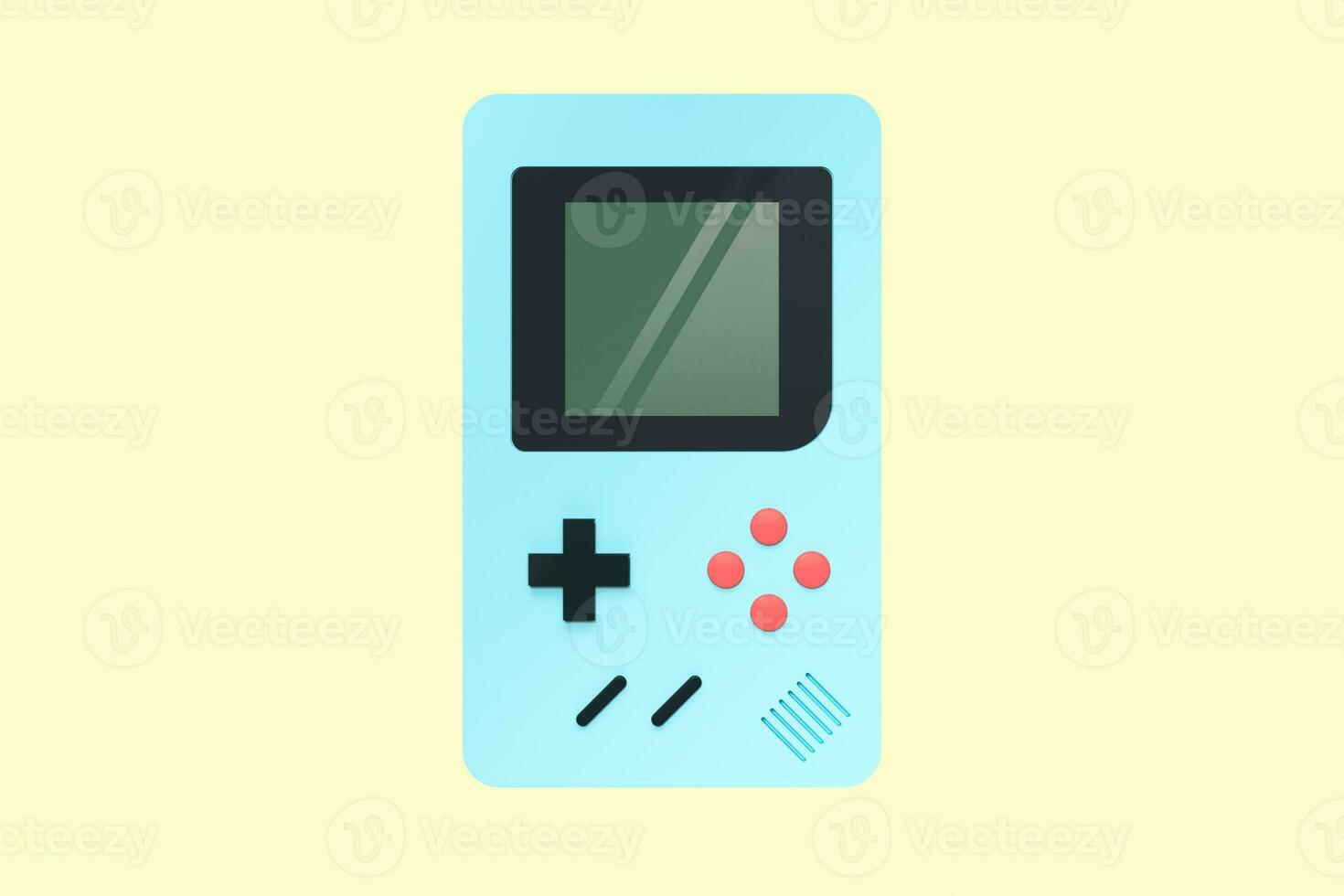 Game boy machine, cartoon recreation background, 3d rendering. photo