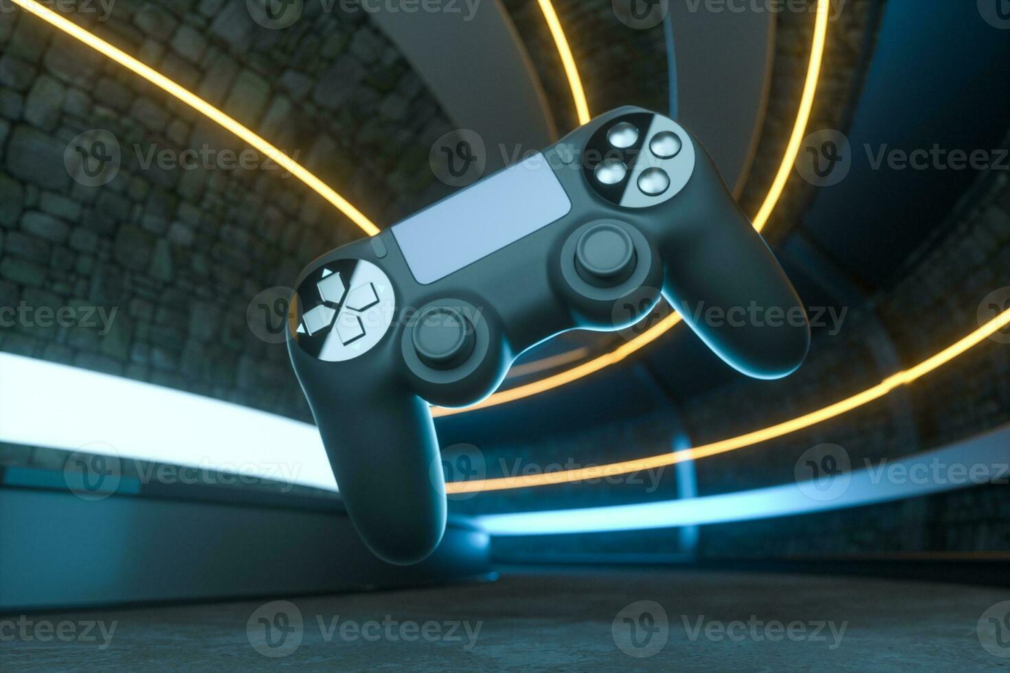 Classic game pad with dark background, 3d rendering. photo