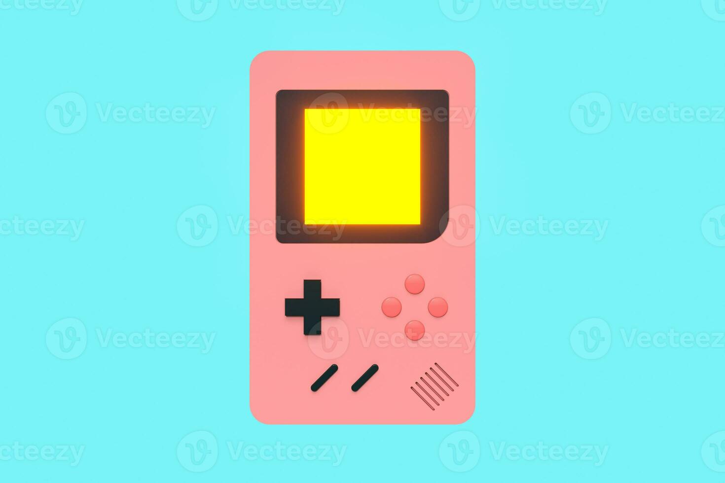 Game boy machine, cartoon recreation background, 3d rendering. photo