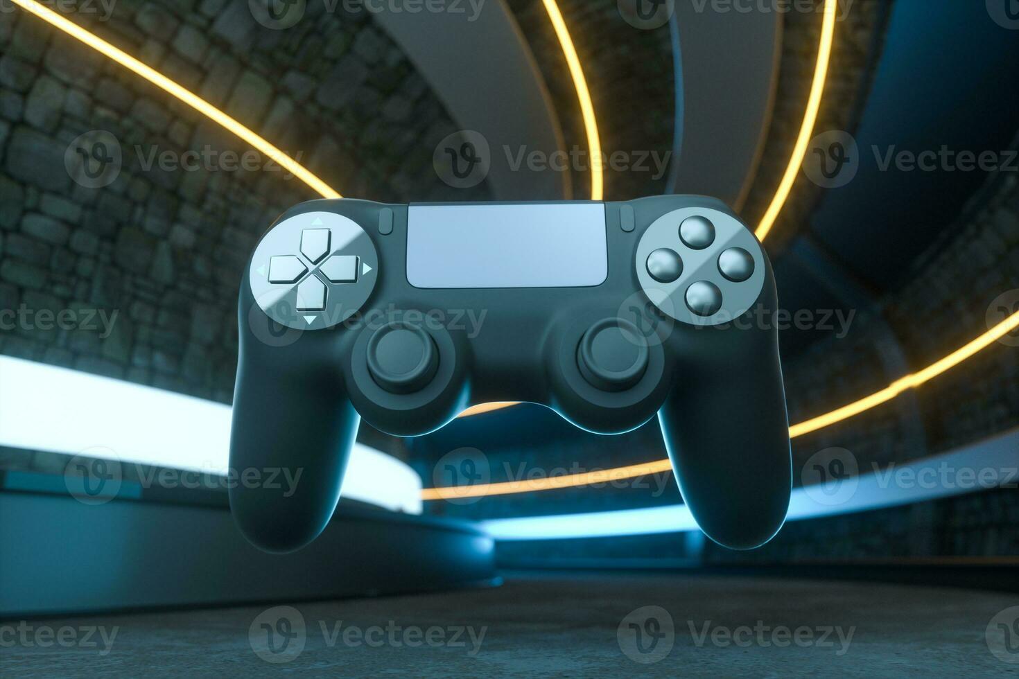 Classic game pad with dark background, 3d rendering. photo