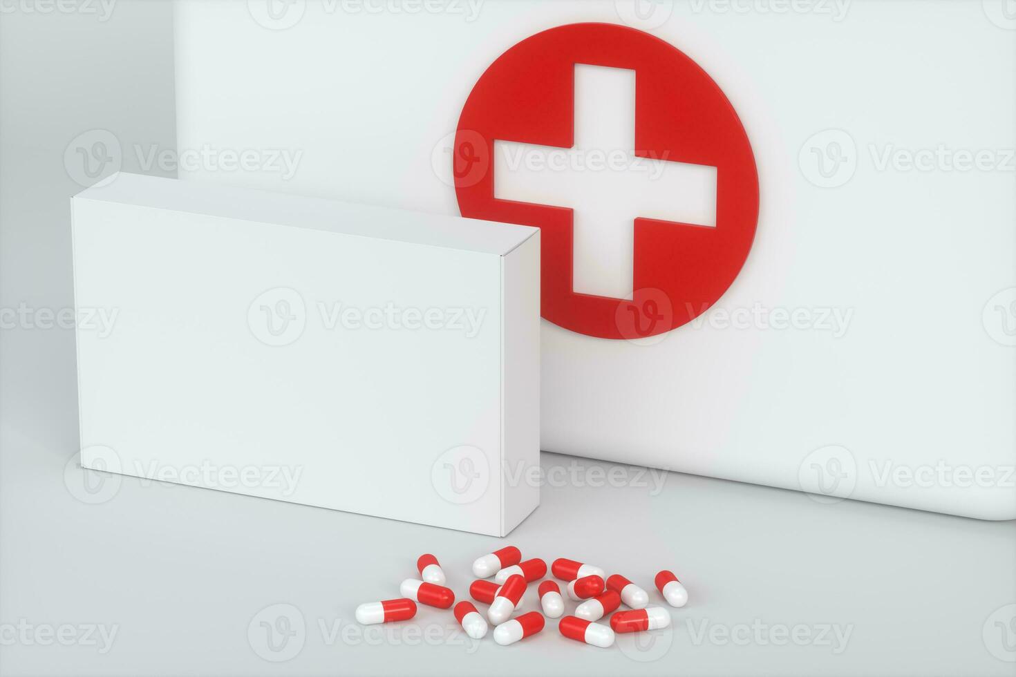 Medical kit and emergency medical equipment with white background,3d rendering. photo