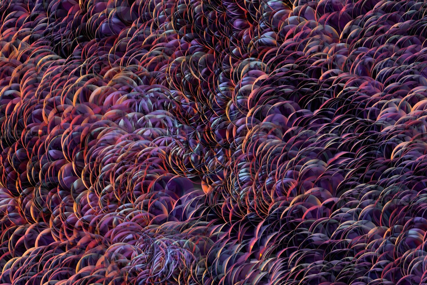 Growing wavy particles, abstract color background, 3d rendering. photo