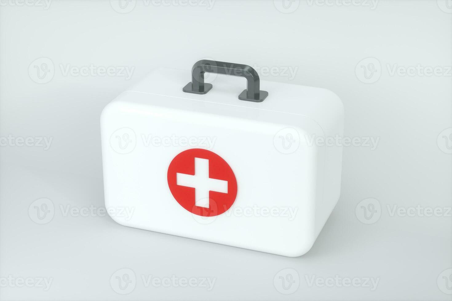 Medical kit and emergency medical equipment with white background,3d rendering. photo