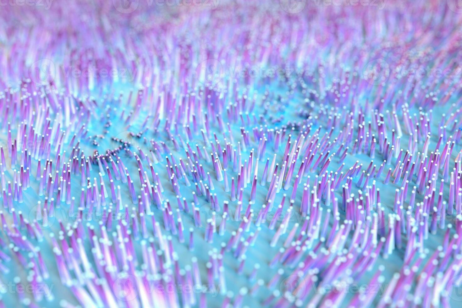 Growing wavy particles, abstract color background, 3d rendering. photo