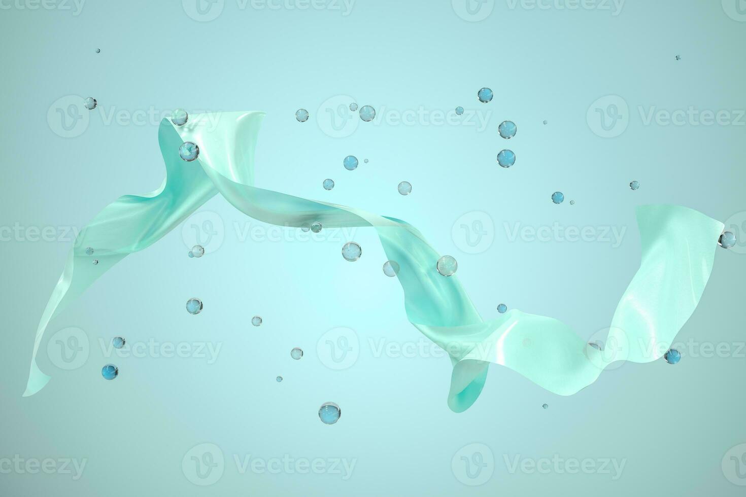 Flowing cloth with green background, 3d rendering. photo