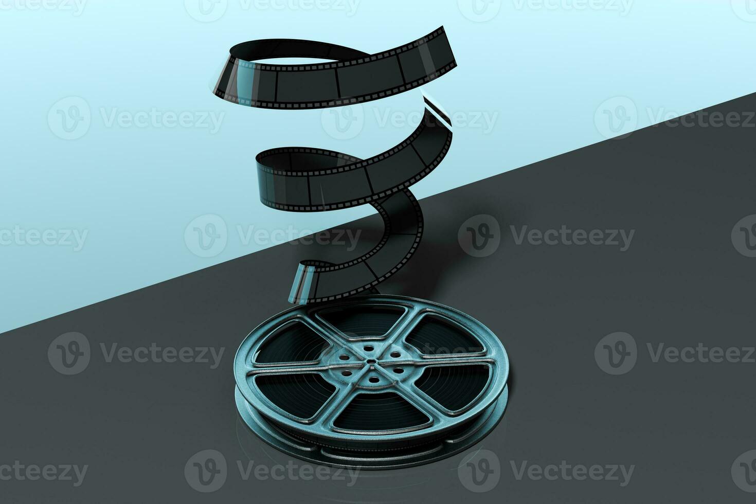 Film tapes with dark background, 3d rendering. photo