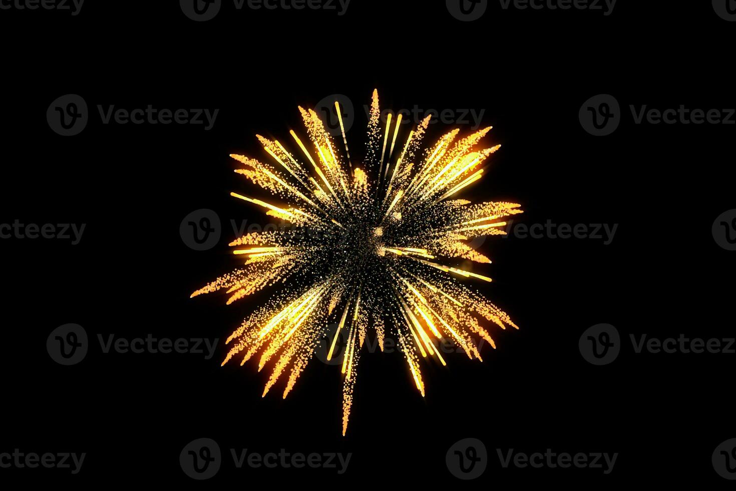 Single golden firework with dark background, 3d rendering. photo