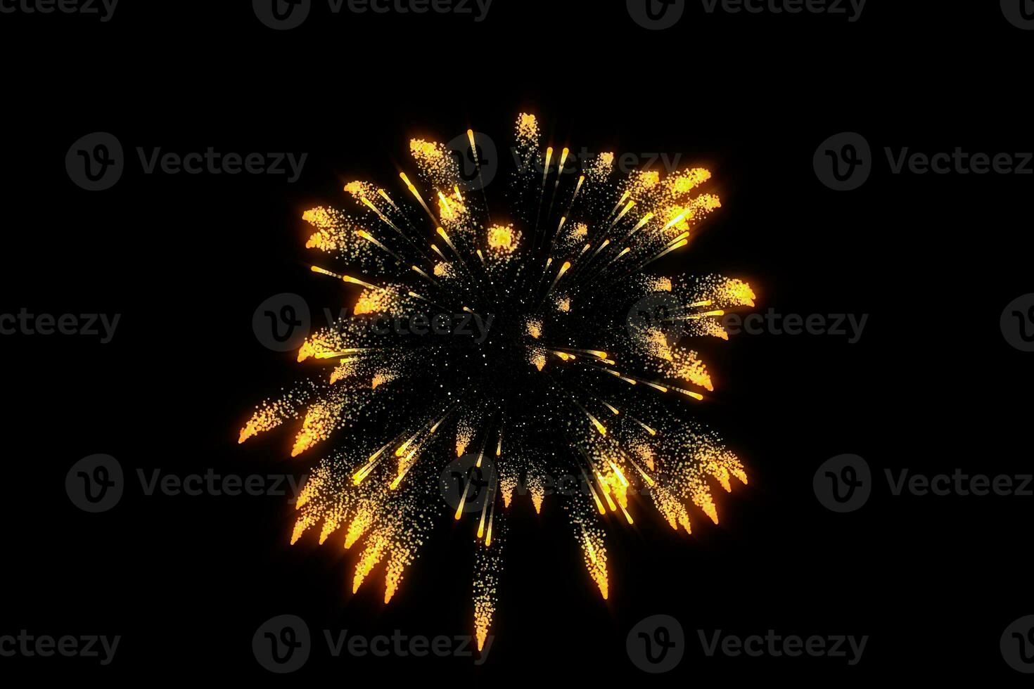 Single golden firework with dark background, 3d rendering. photo