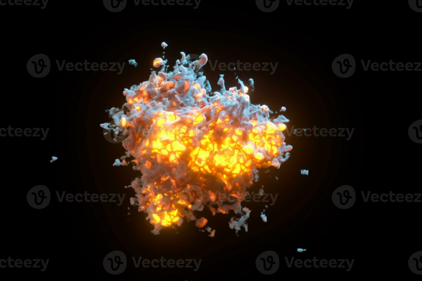 Explosive flame with dark background, 3d rendering. photo