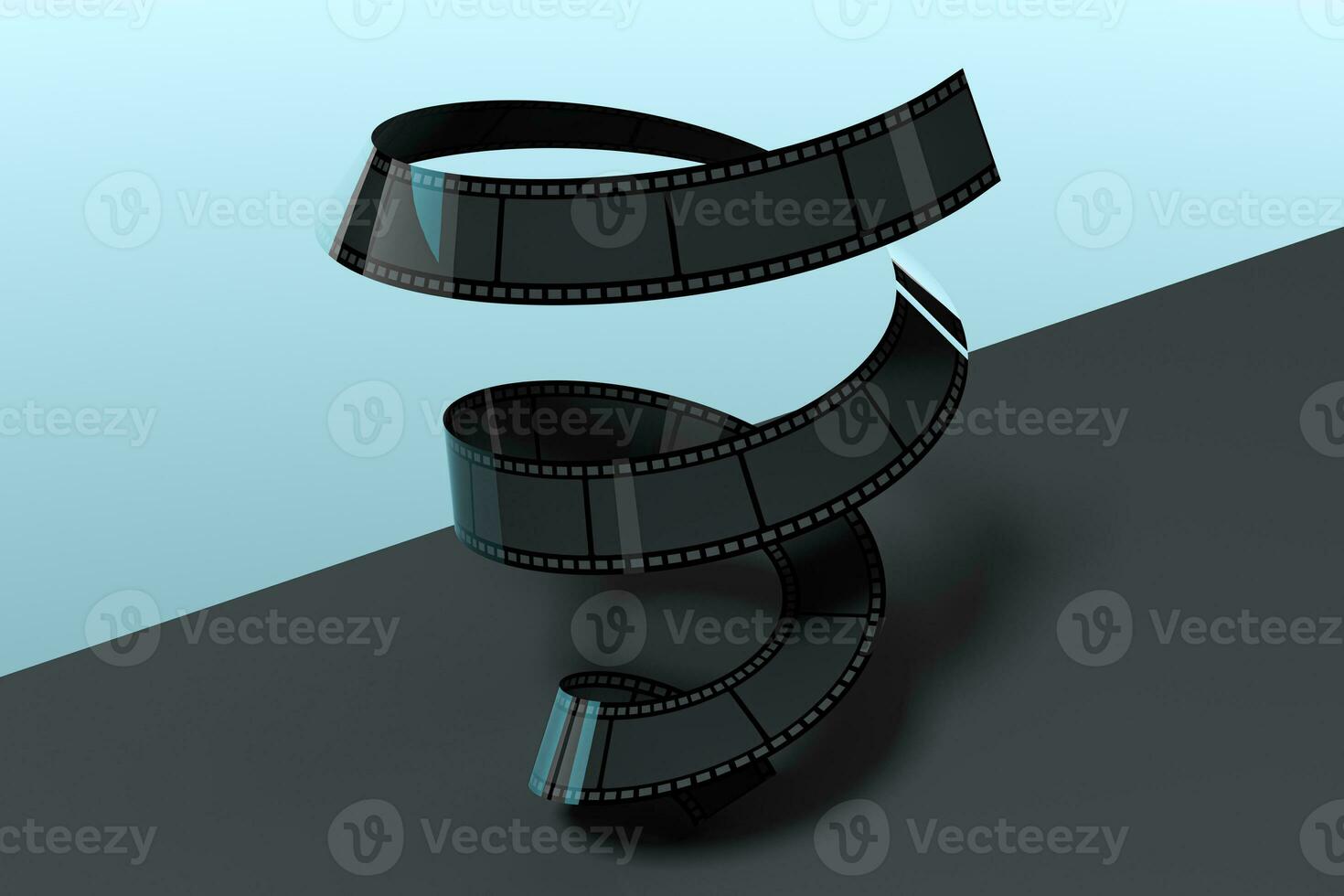 Film tapes with dark background, 3d rendering. photo