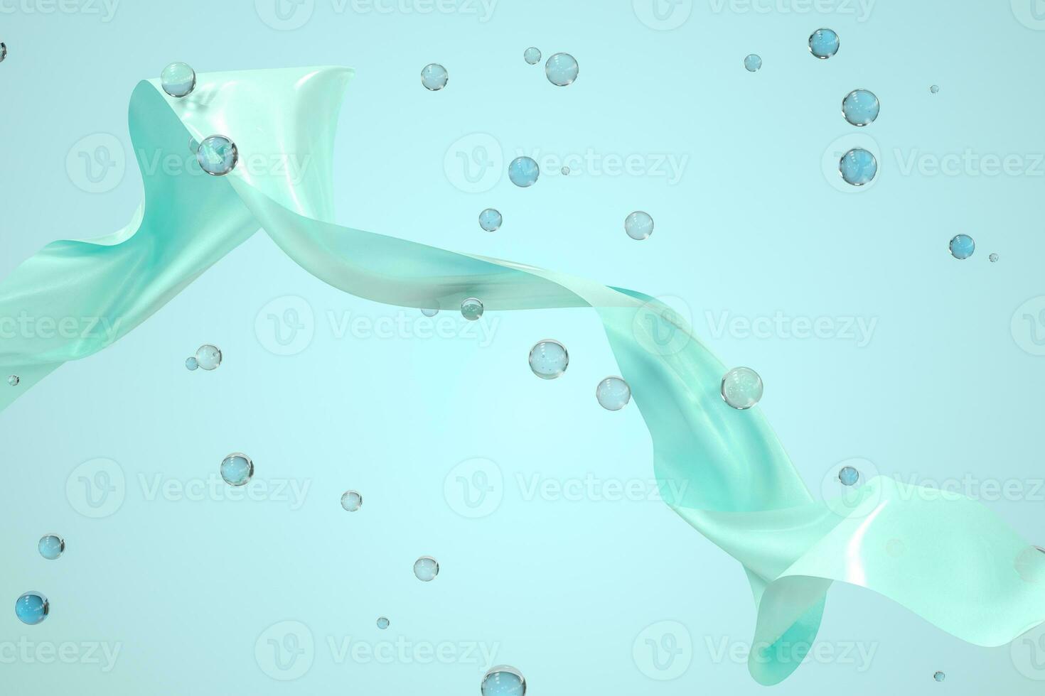 Flowing cloth with green background, 3d rendering. photo