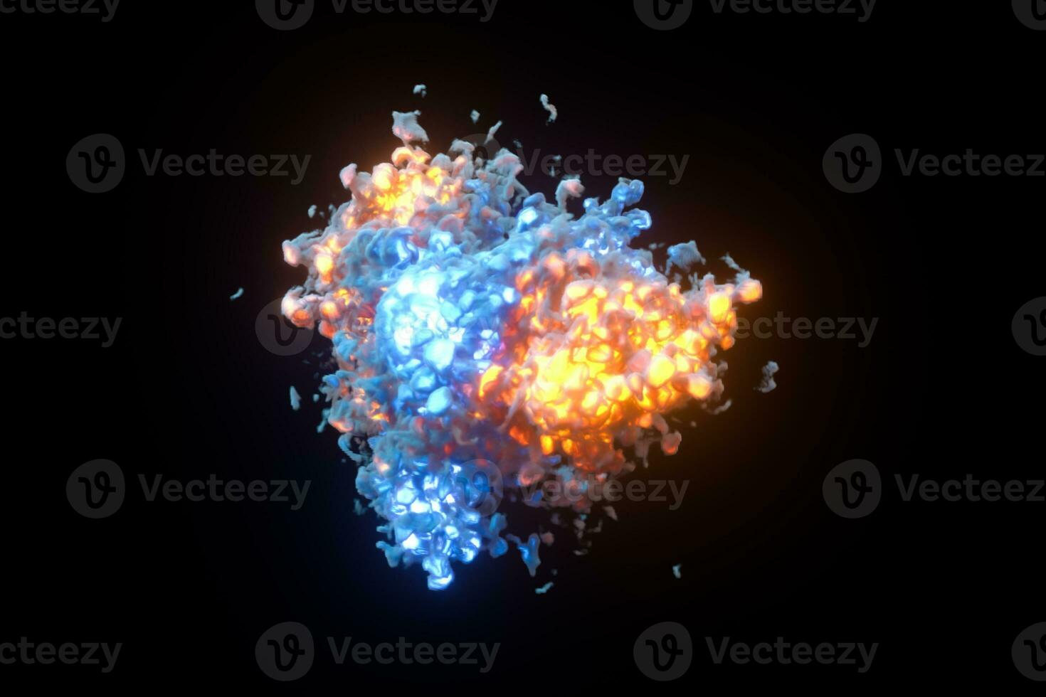 Explosive flame with dark background, 3d rendering. photo