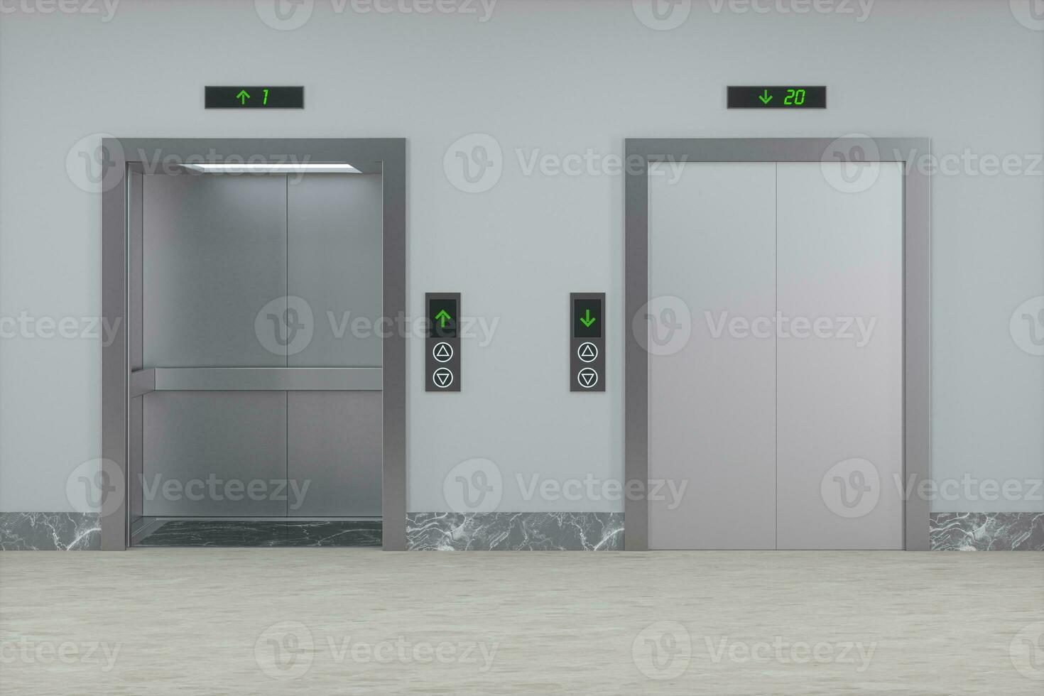 The elevator in the corridor, 3d rendering. photo