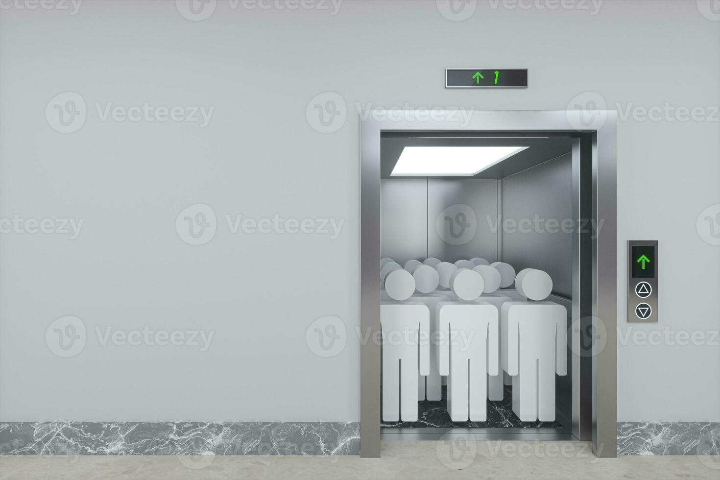 The elevator in the corridor, 3d rendering. photo