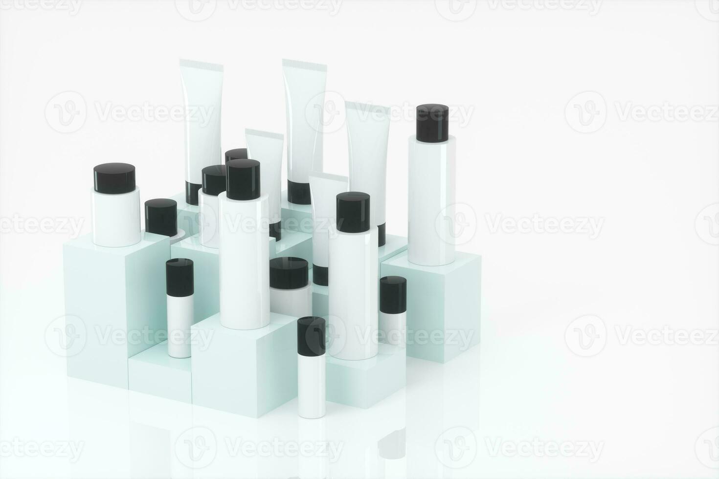 Blank cosmetic bottle with white background, 3d rendering. photo