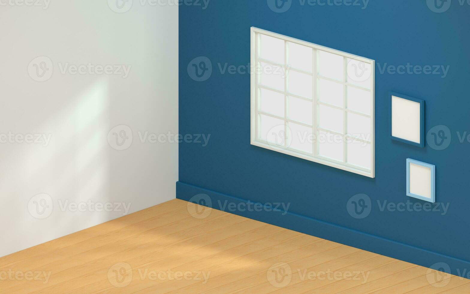 Empty room with floorboard, interior background, 3d rendering. photo