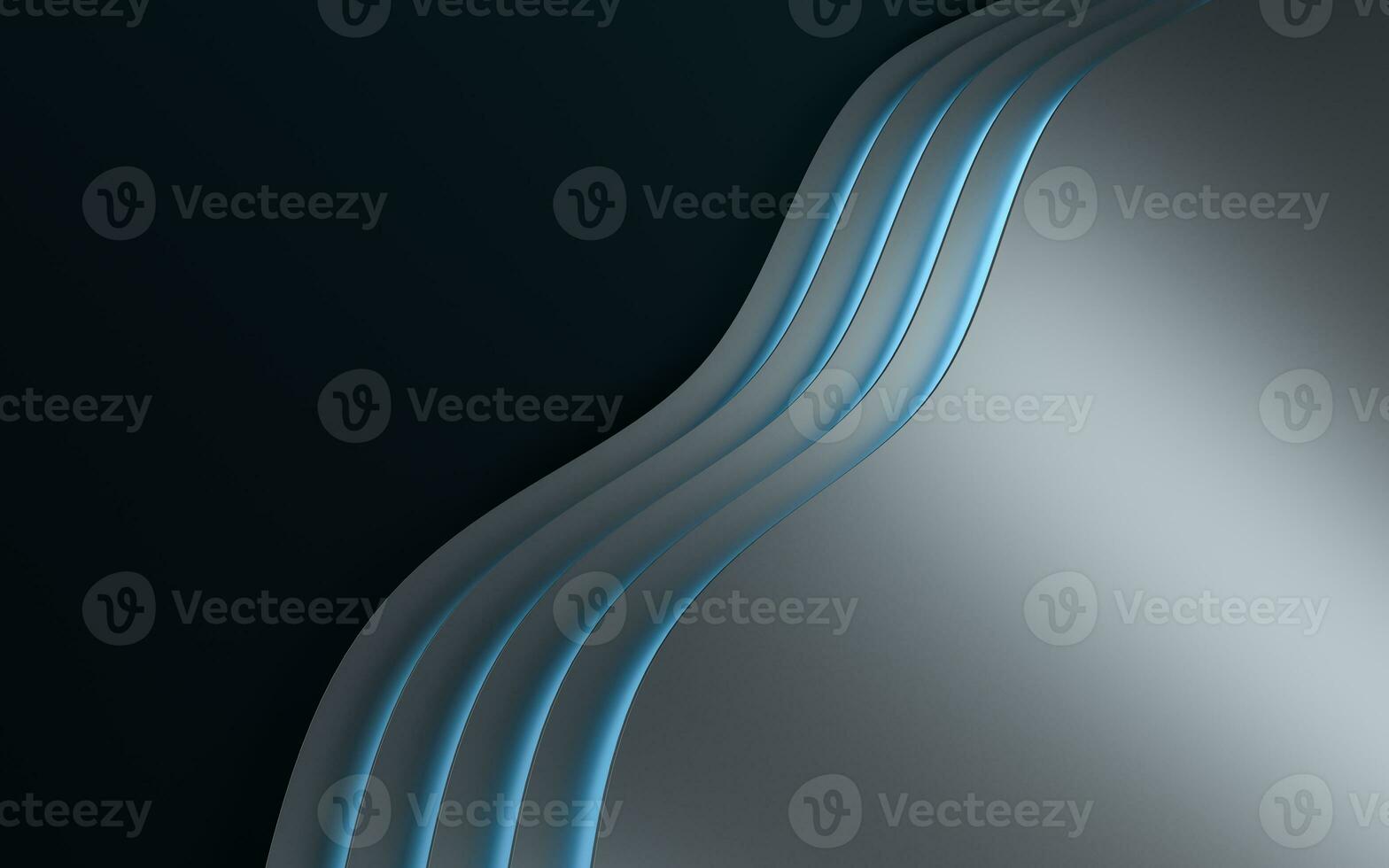 Curved geometry with dark background, 3d rendering. photo