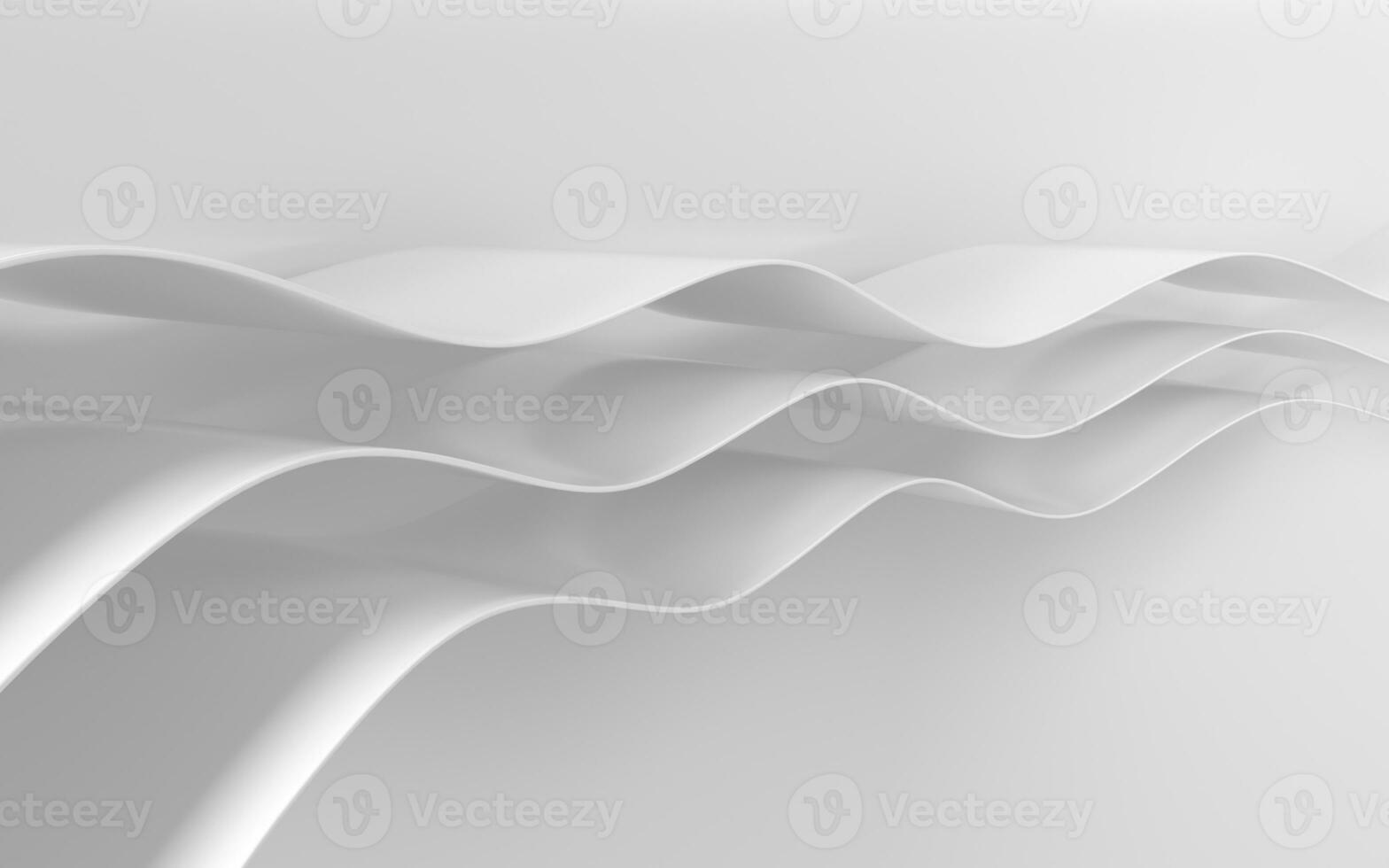 Curved white geometry with white background, 3d rendering. photo