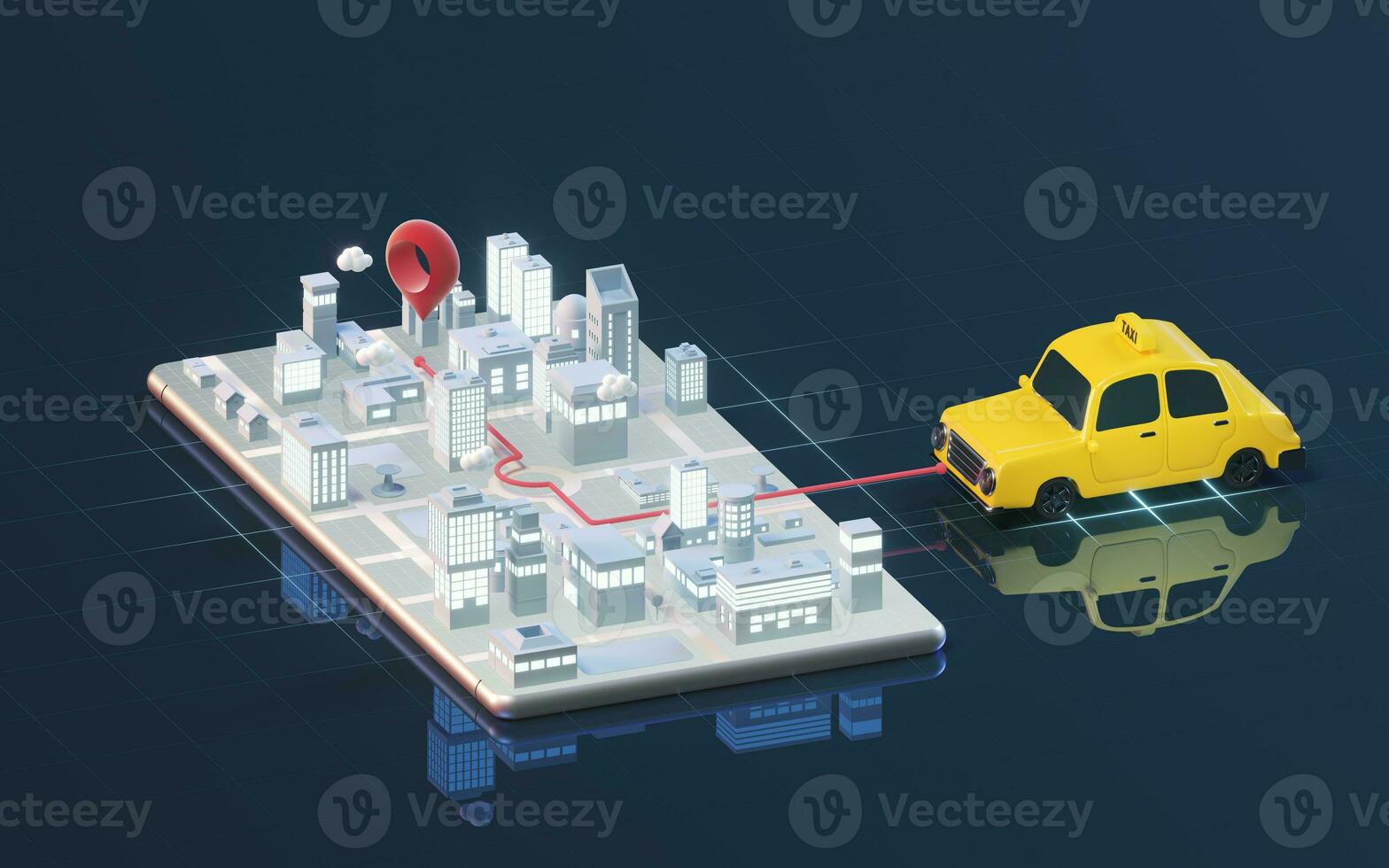 Intelligent phone and mobile phone location , 3d rendering. photo