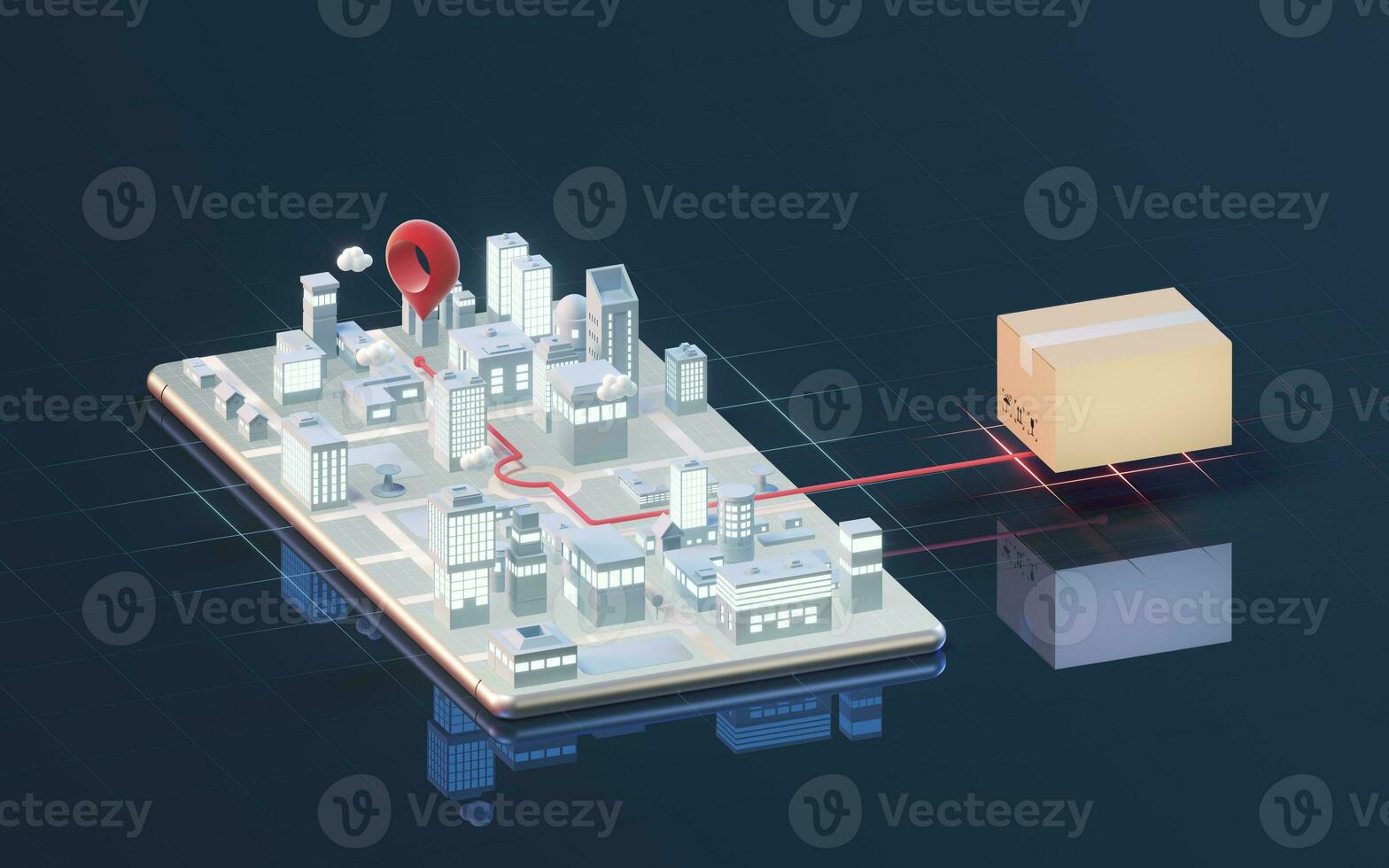 Intelligent phone and logistics transportation, 3d rendering. photo