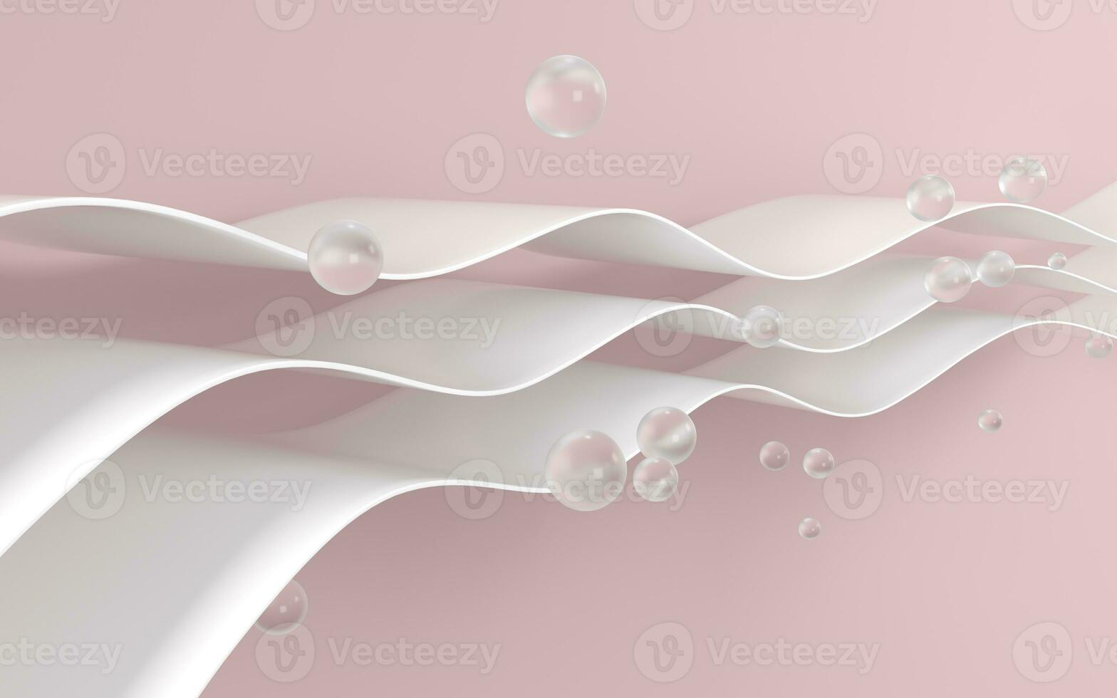 Curved pink geometry with balls, 3d rendering. photo