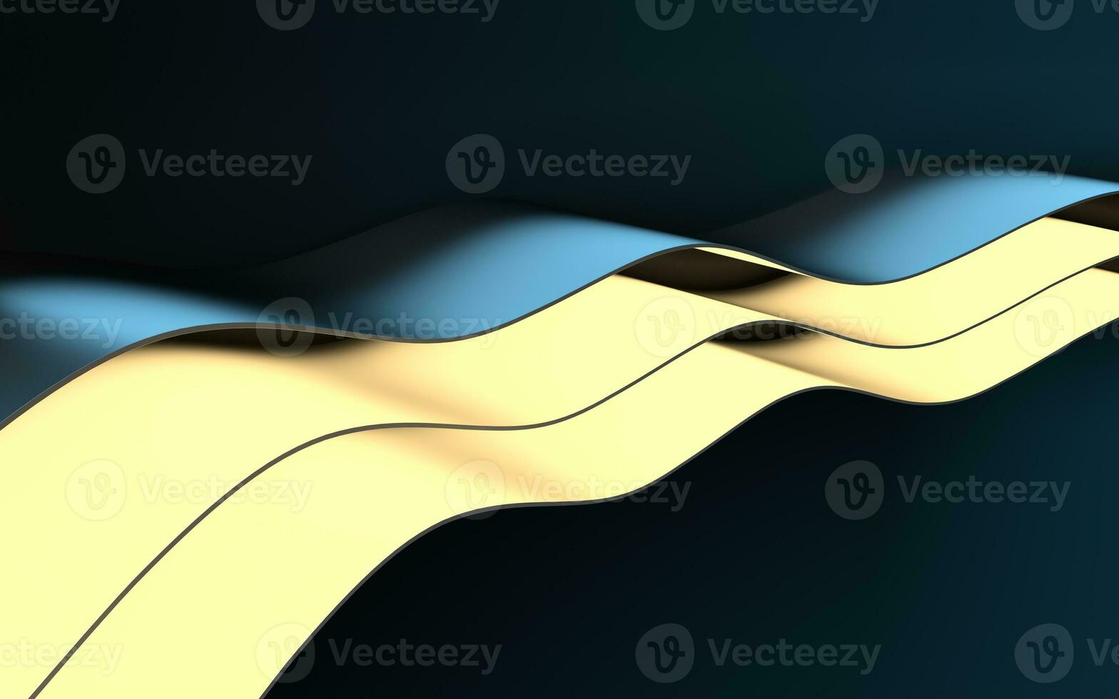 Curved geometry with dark background, 3d rendering. photo